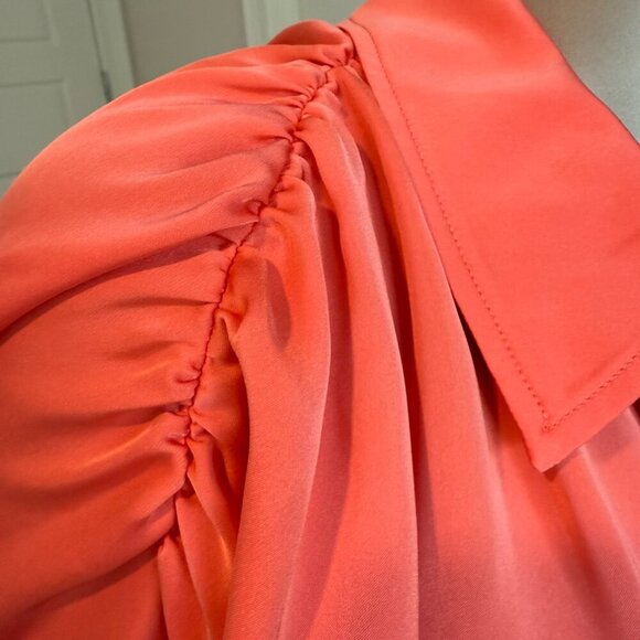 Ramy Brook Button Down Long Sleeve Satan Blouse Top Orange Size XS NWT - Picture 4 of 10